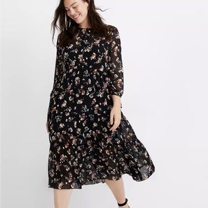 Madewell Sheer Button Front Tier Midi Dress